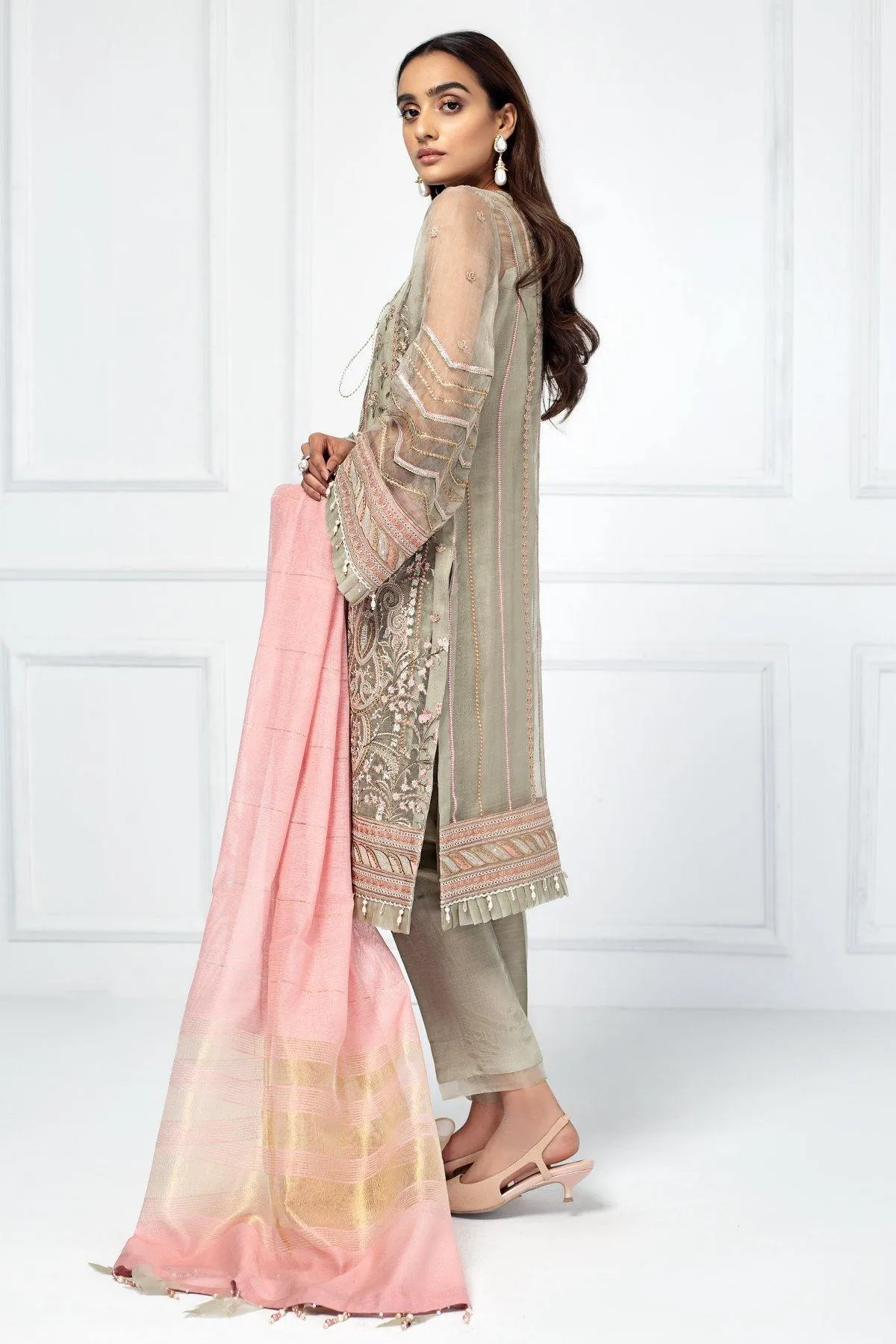 Pearl Blush Heavily Embroidered Pakistani Salwar Kameez with Dupatta