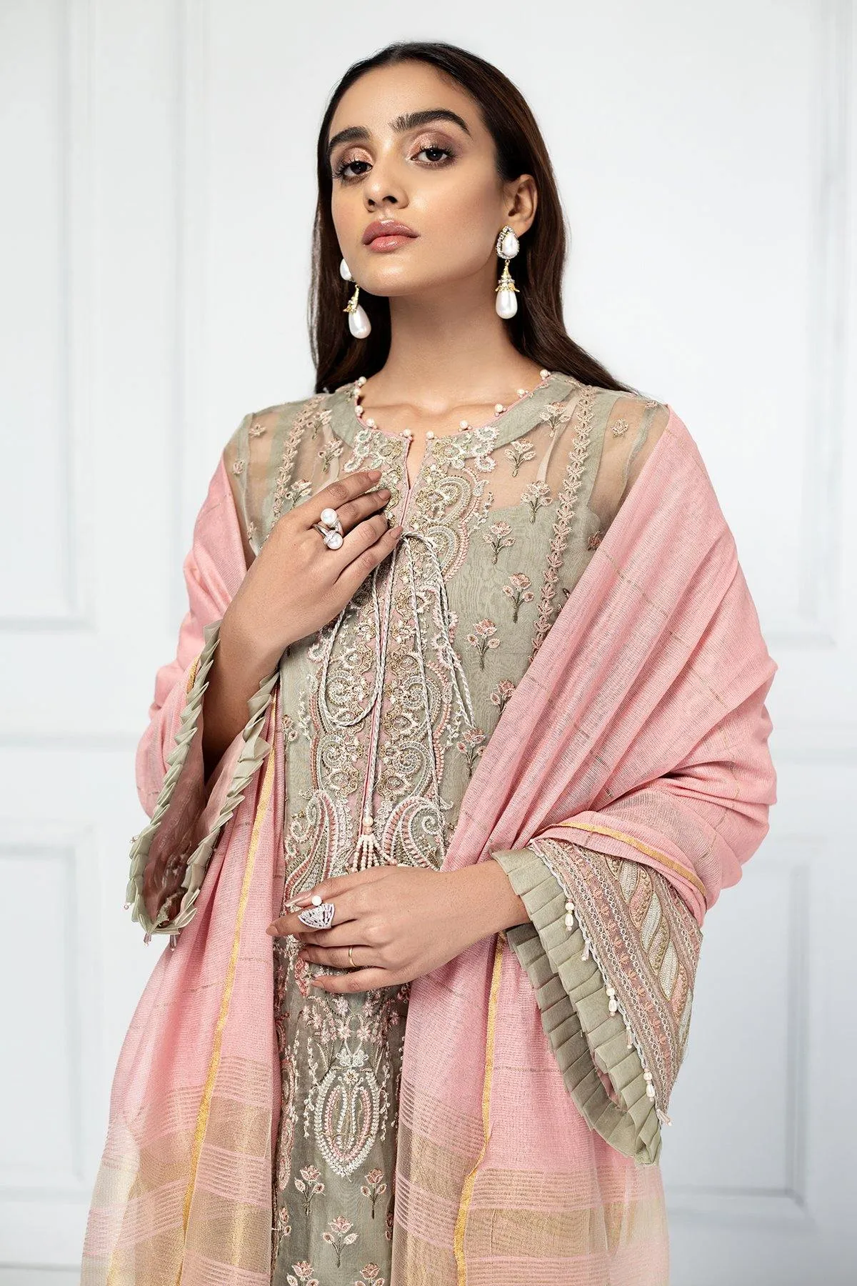 Pearl Blush Heavily Embroidered Pakistani Salwar Kameez with Dupatta