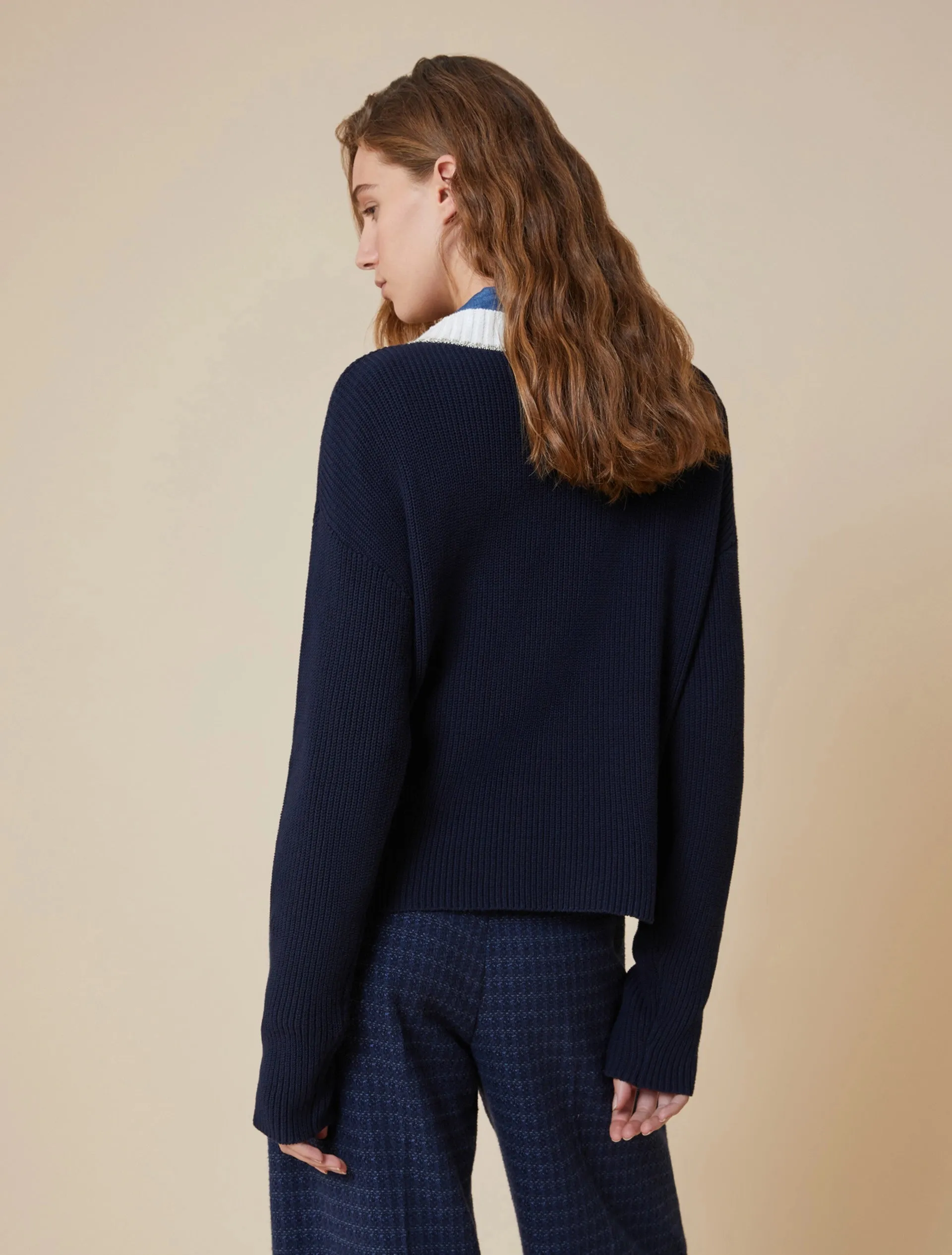 Penny Black Tania Navy Embroidered Trim Jumper