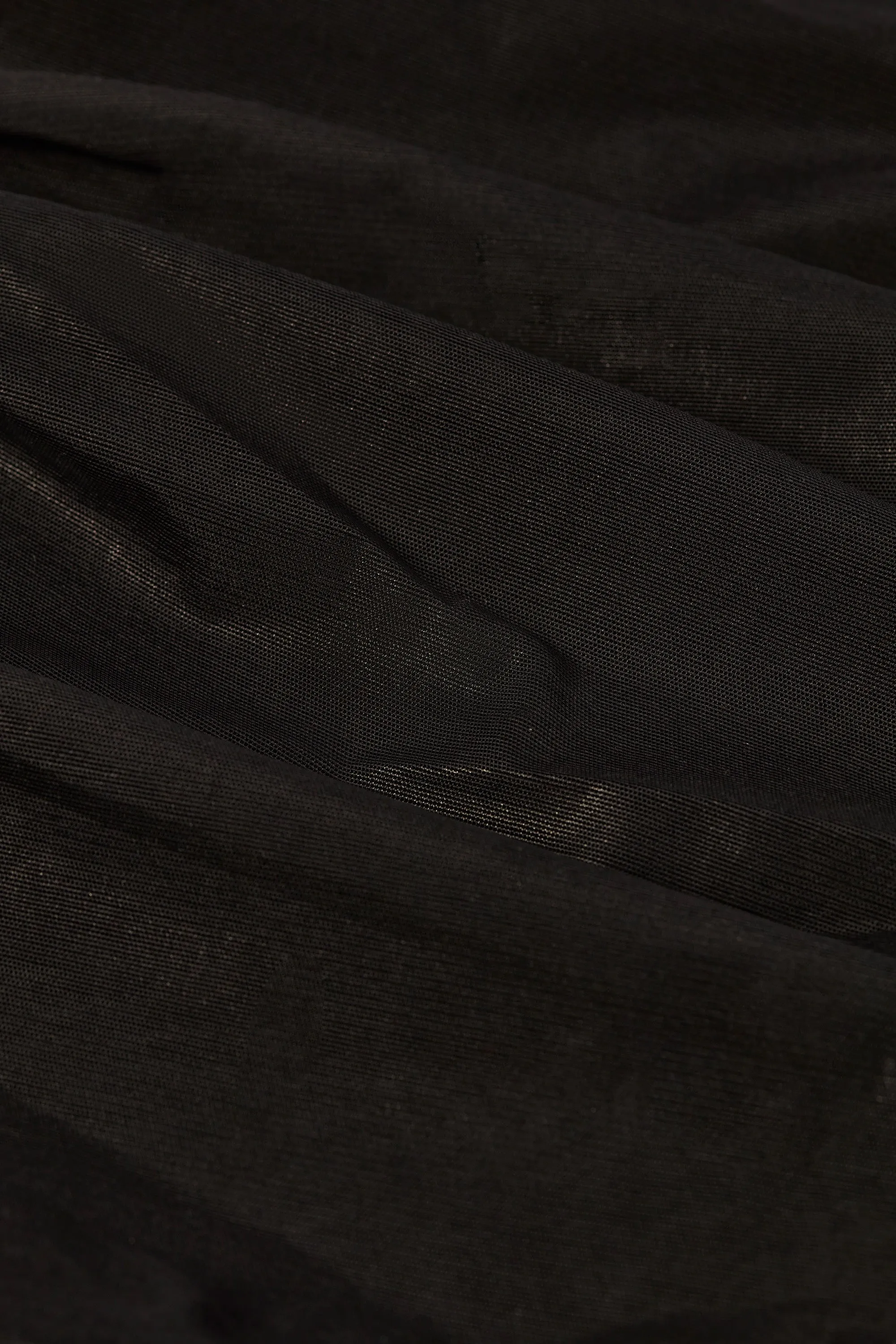 Petite Metallic Ruffle Low-Rise Flared Trousers in Black