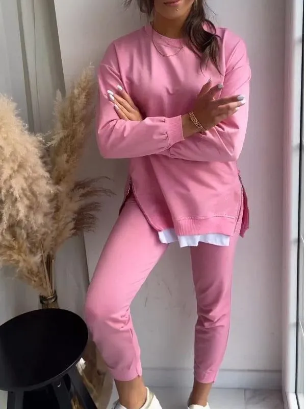 Philomena | Two-piece sweatshirt and trouser set made from imitation patchwork