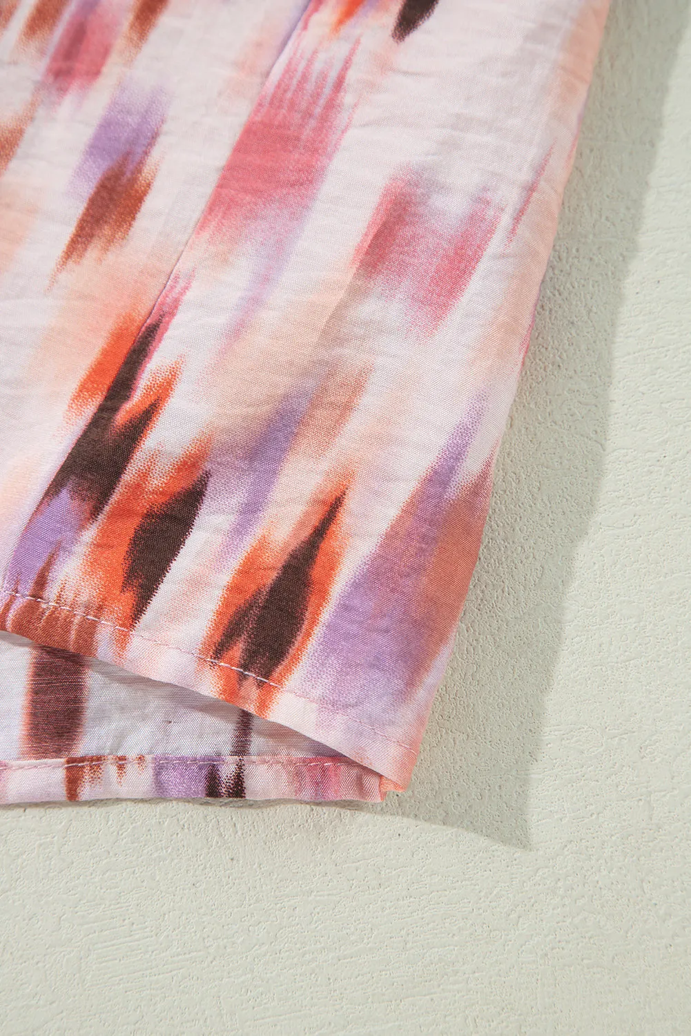 Pink Abstract Printed Flutter Sleeve Daring Cutout Long Dress