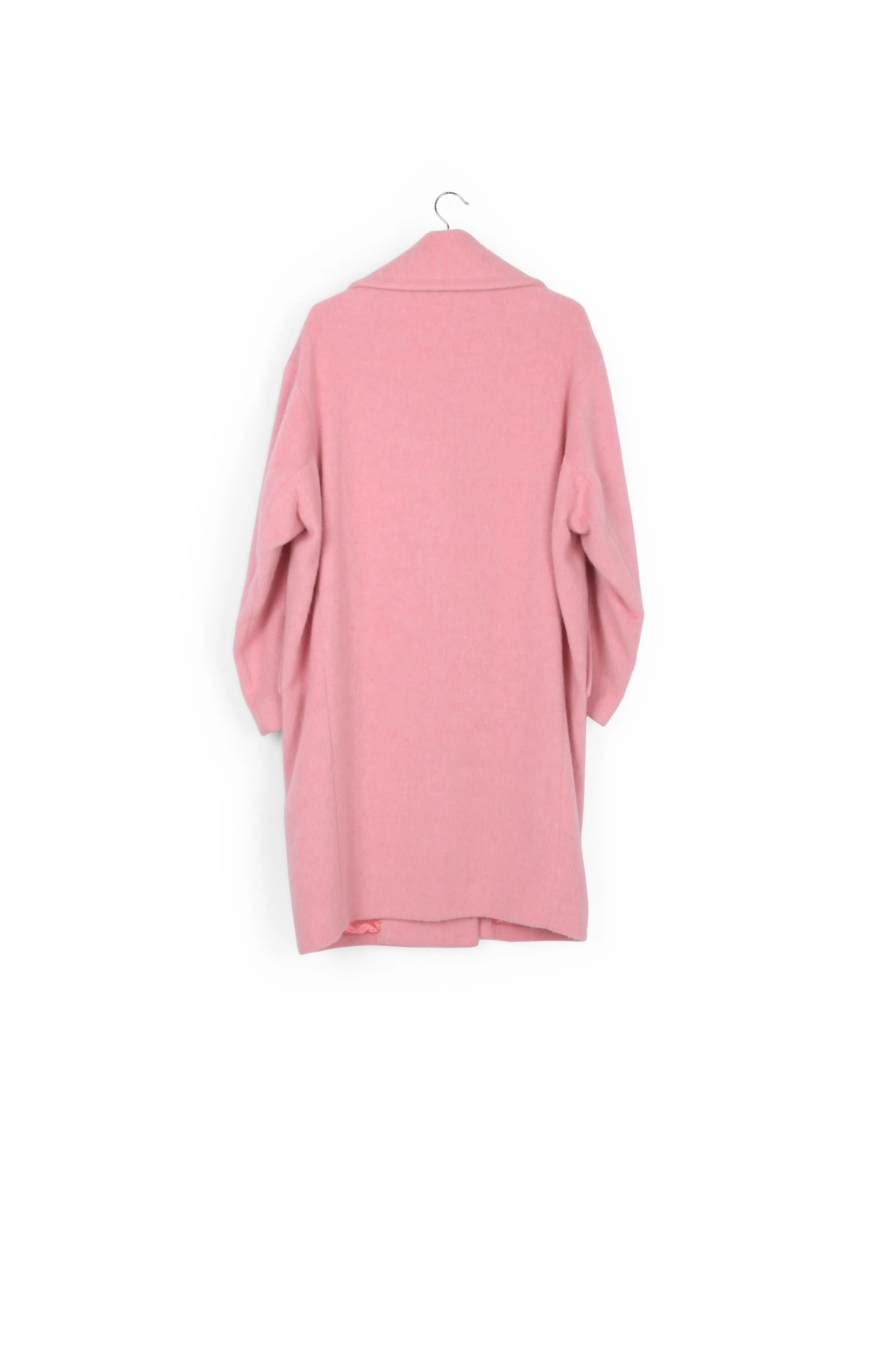 Pink oversized recycled wool blend coat
