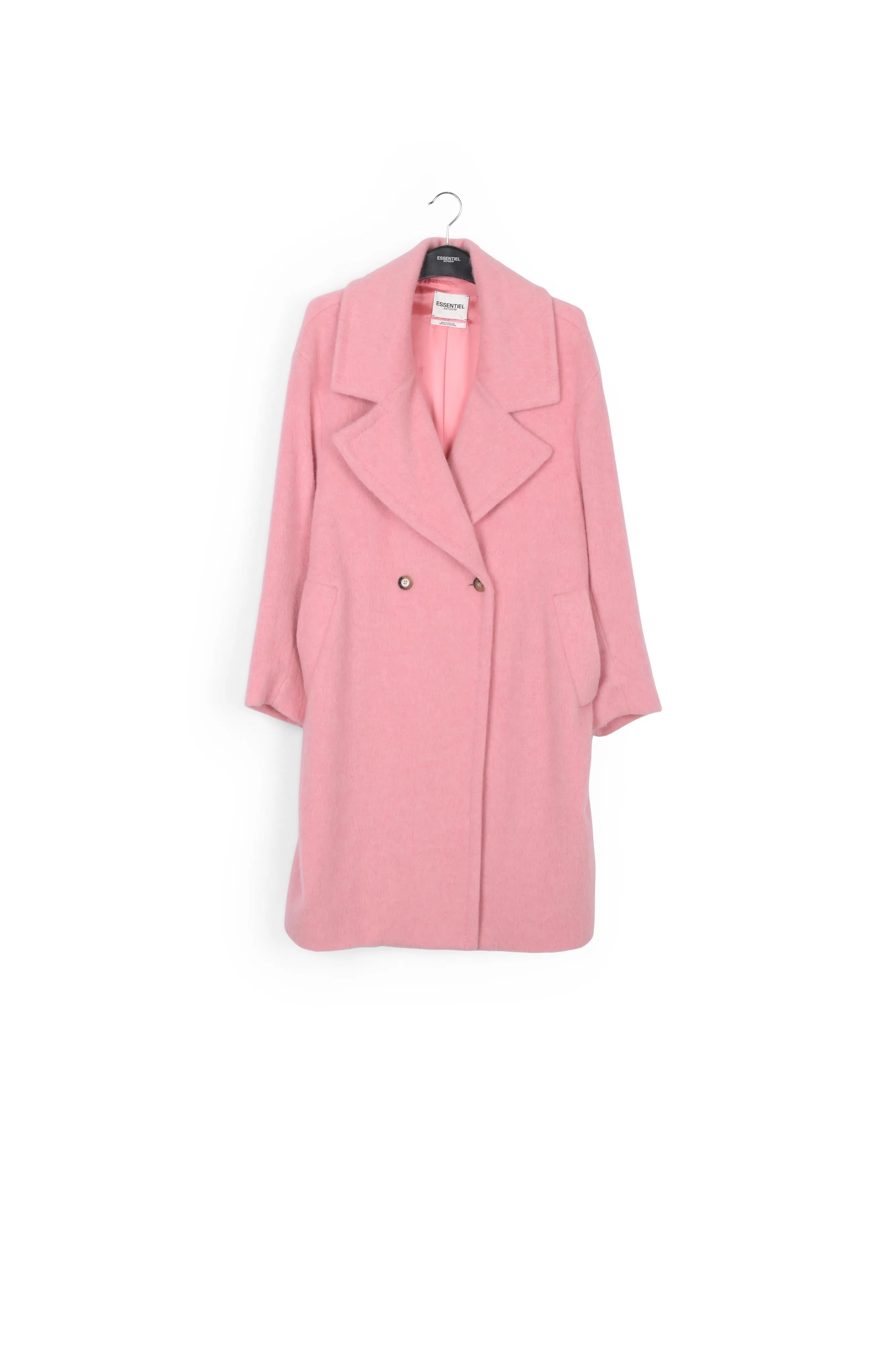 Pink oversized recycled wool blend coat