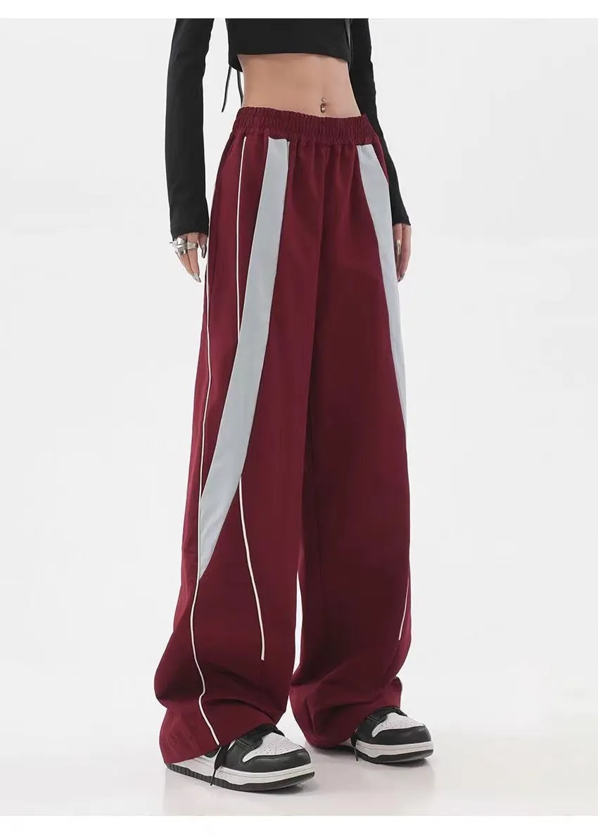 Piping Patchwork Baggy Sweatpants