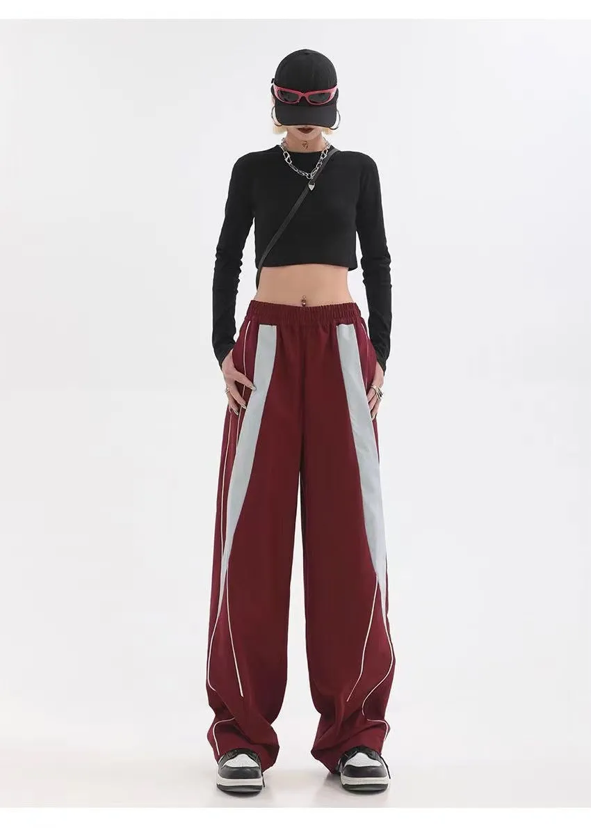Piping Patchwork Baggy Sweatpants