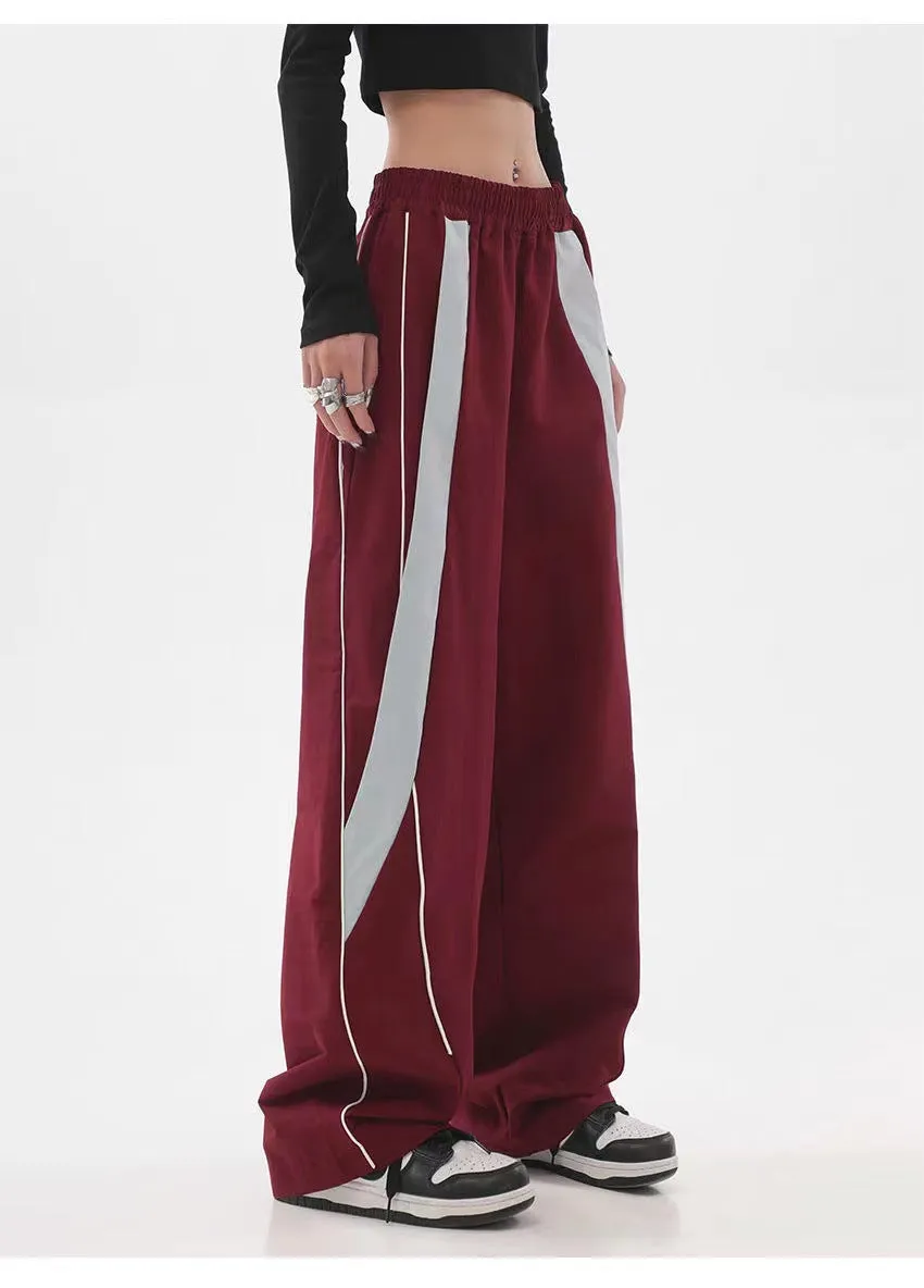 Piping Patchwork Baggy Sweatpants