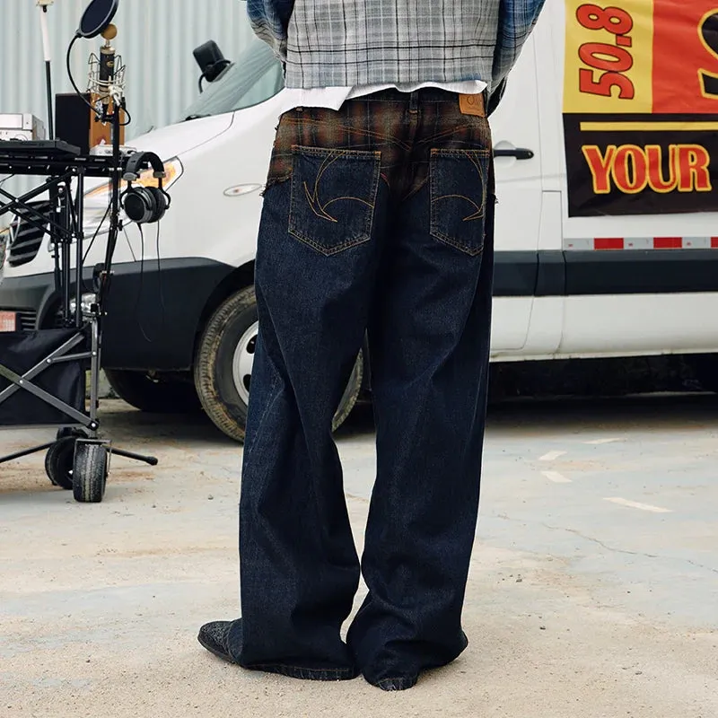 Plaid Patchwork Jeans