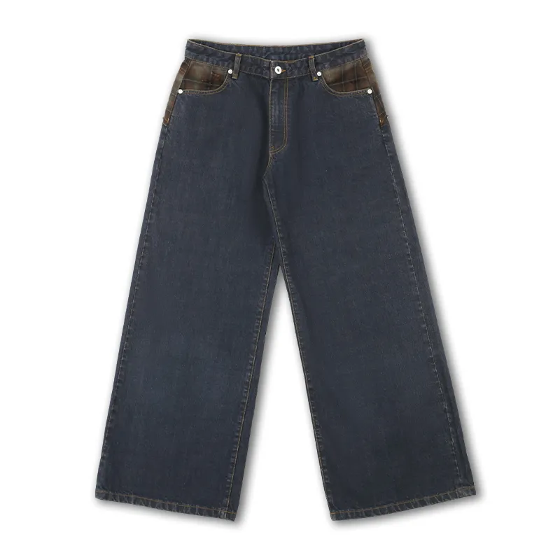 Plaid Patchwork Jeans