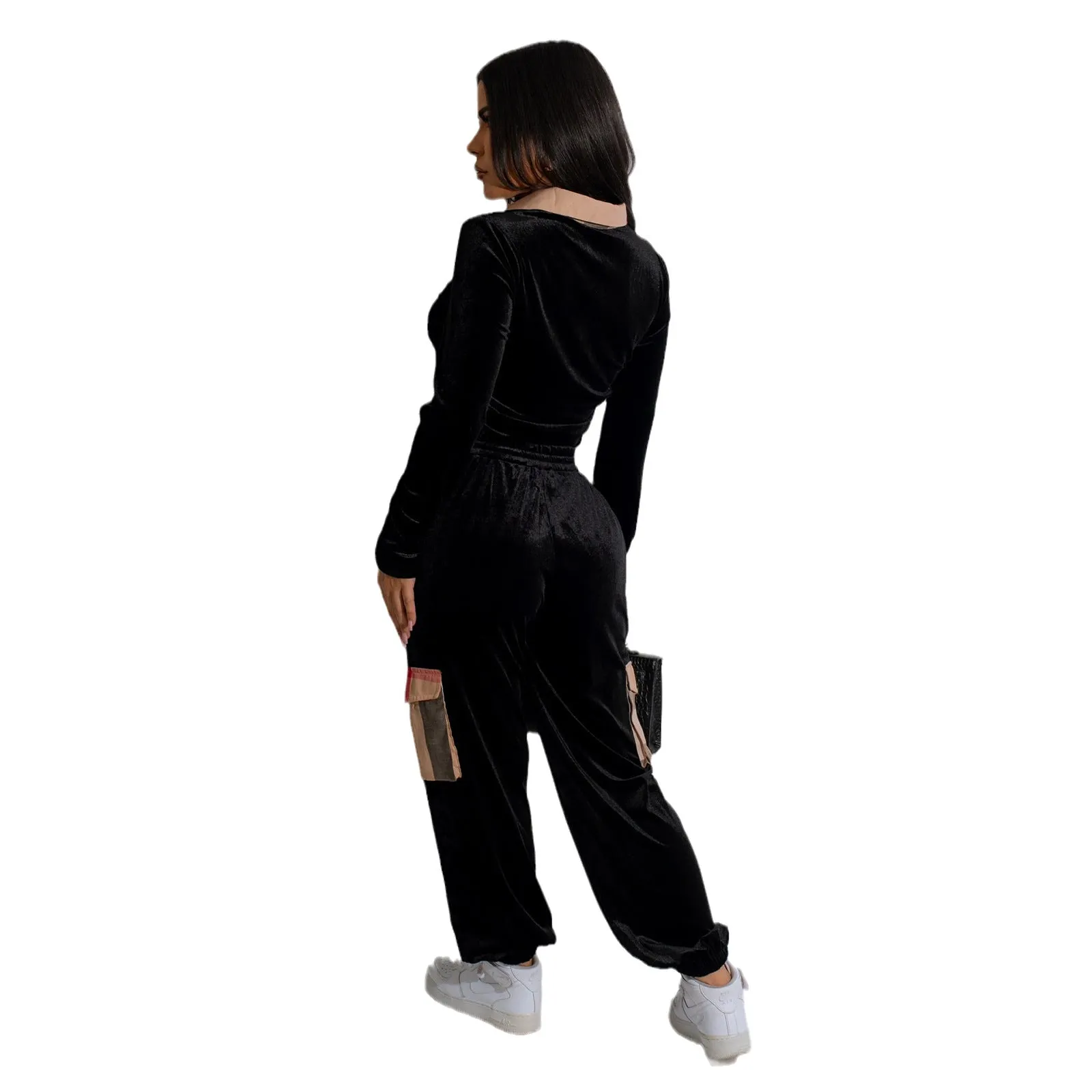 Plaid Patchwork Velvet Two-Piece Set for Effortless Sophistication