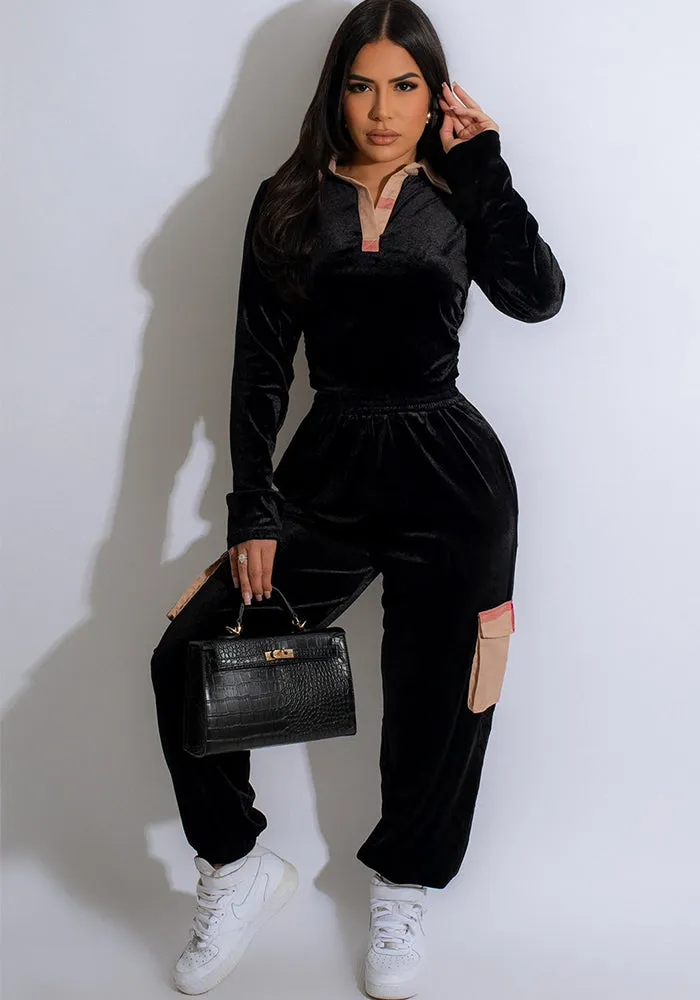 Plaid Patchwork Velvet Two-Piece Set for Effortless Sophistication