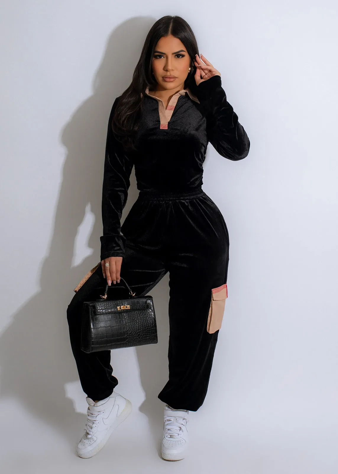 Plaid Patchwork Velvet Two-Piece Set for Effortless Sophistication