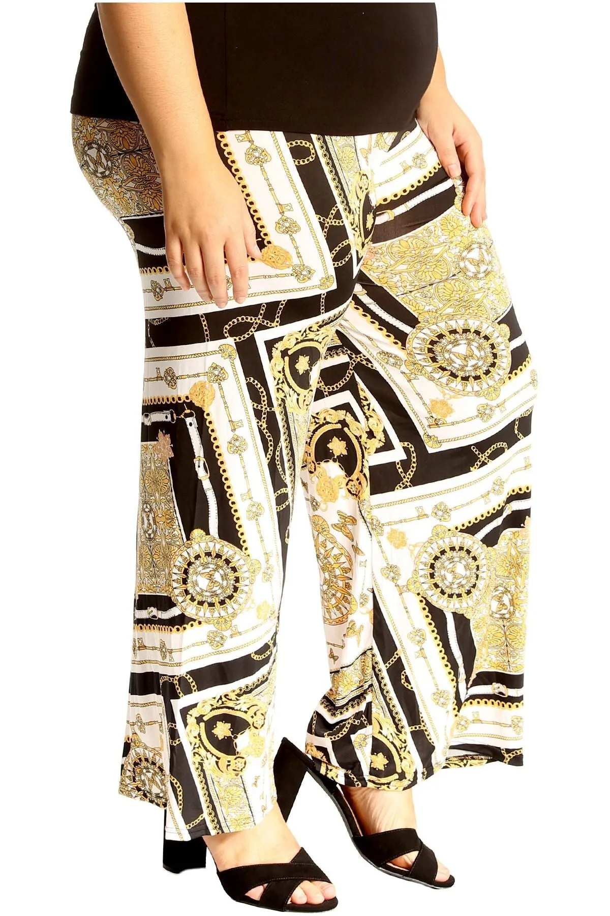 Plus Size Baroque Paisley Print Palazzo Trouser