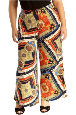 Plus Size Baroque Paisley Print Palazzo Trouser