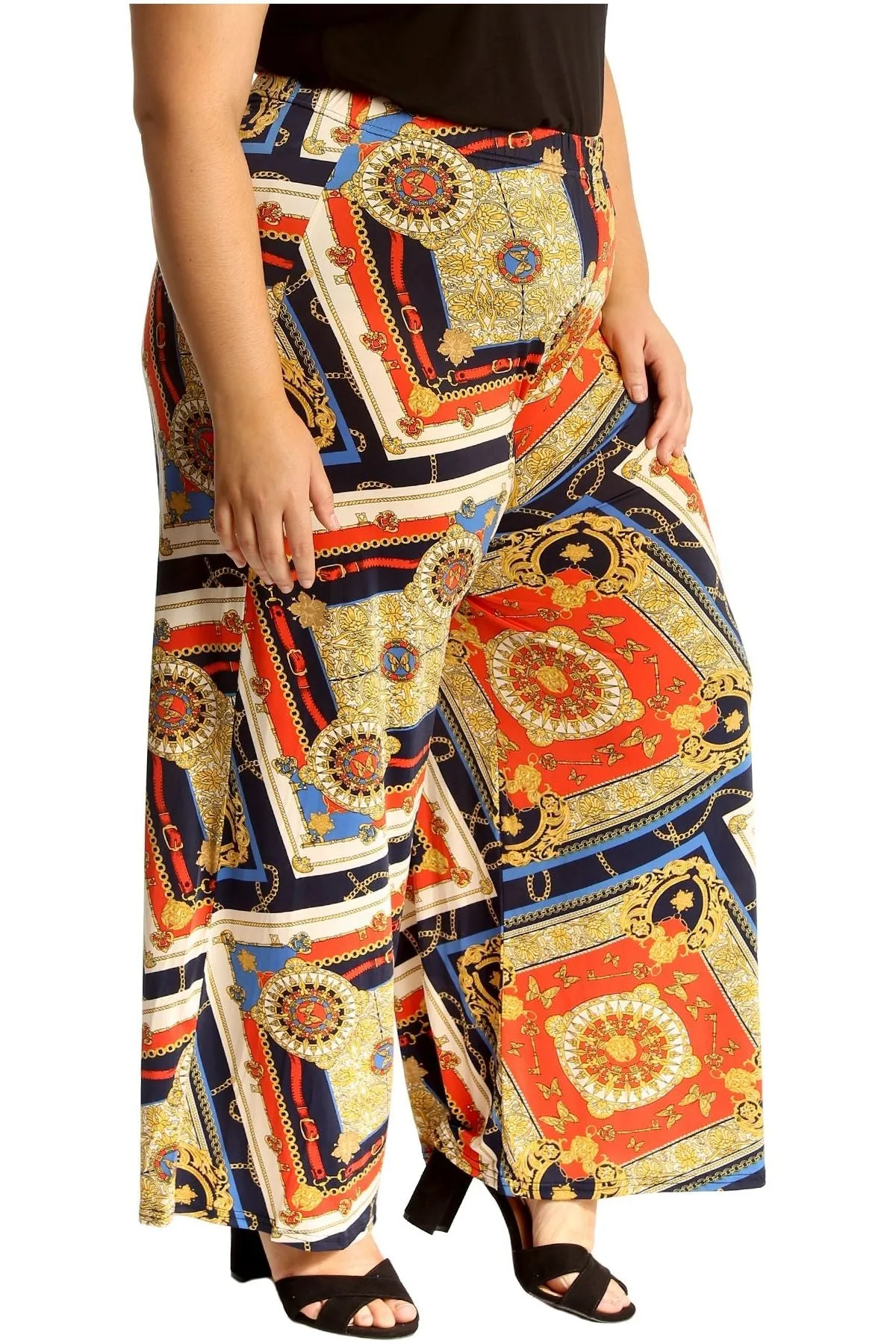 Plus Size Baroque Paisley Print Palazzo Trouser