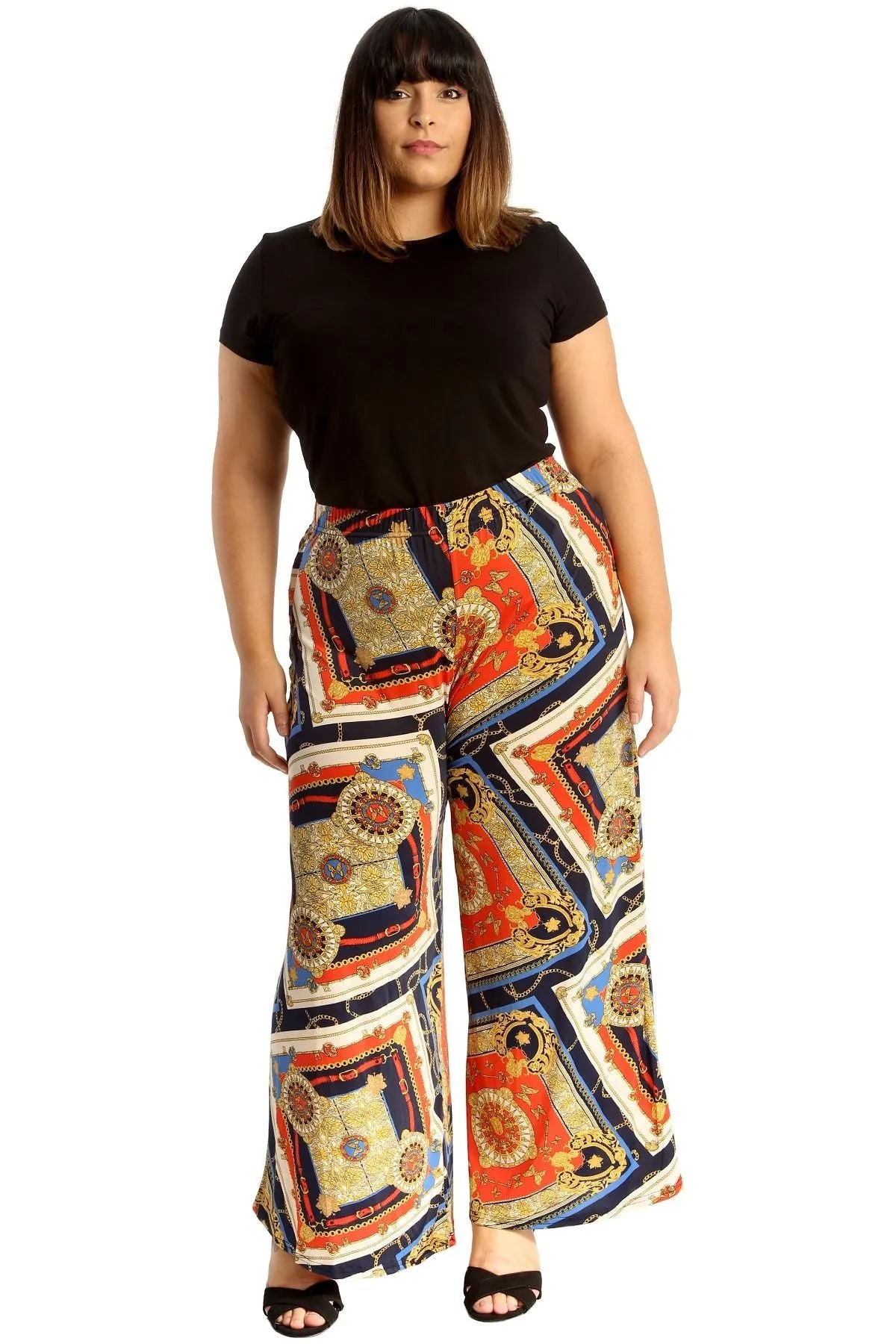 Plus Size Baroque Paisley Print Palazzo Trouser