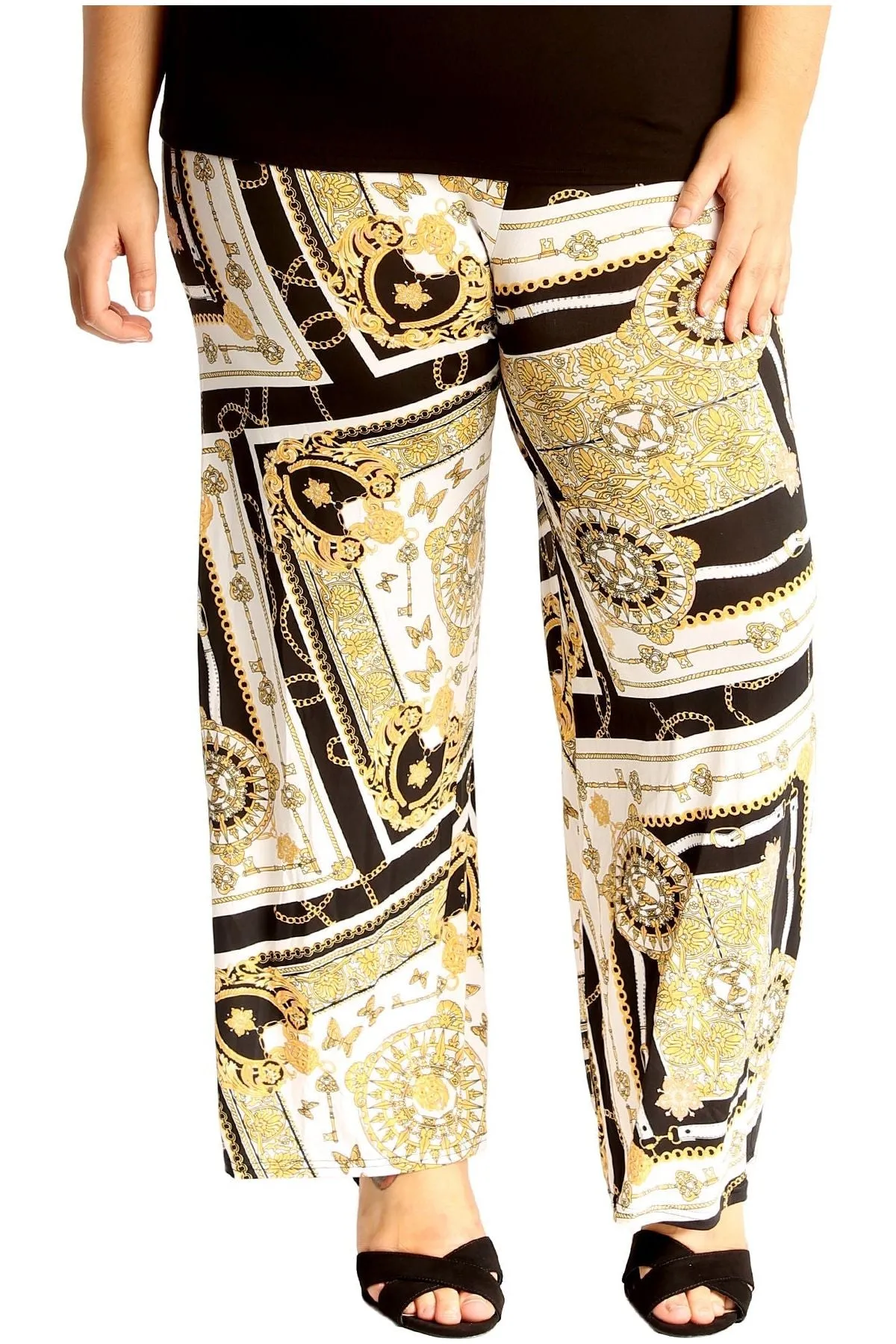Plus Size Baroque Paisley Print Palazzo Trouser
