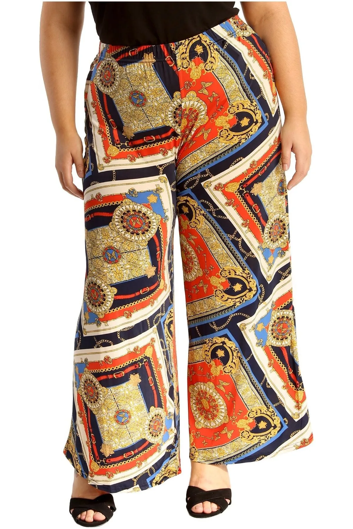 Plus Size Baroque Paisley Print Palazzo Trouser