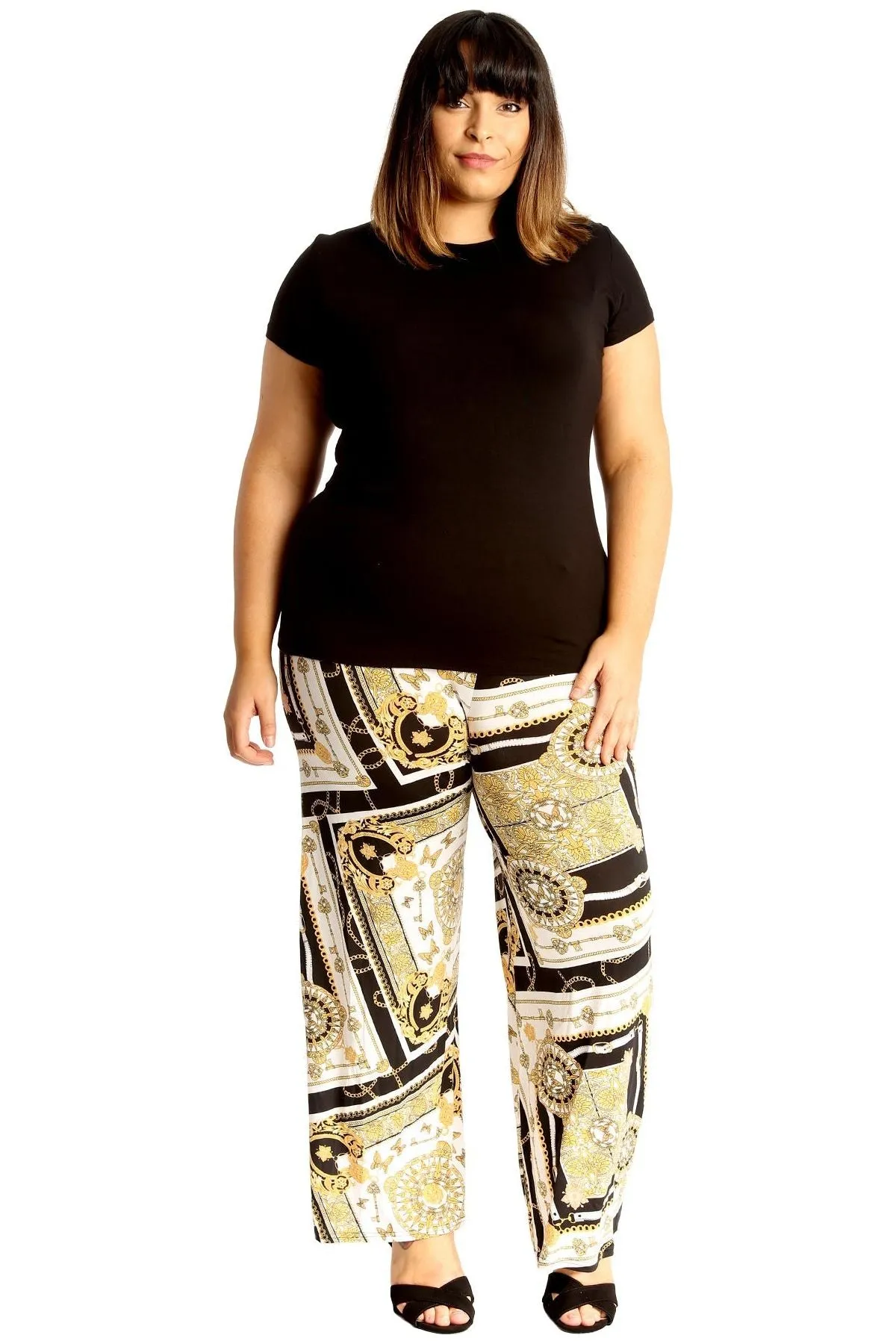 Plus Size Baroque Paisley Print Palazzo Trouser