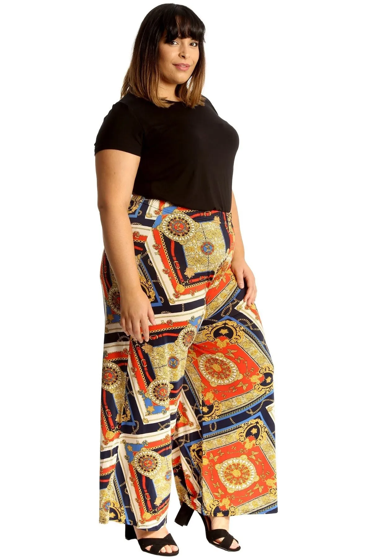 Plus Size Baroque Paisley Print Palazzo Trouser