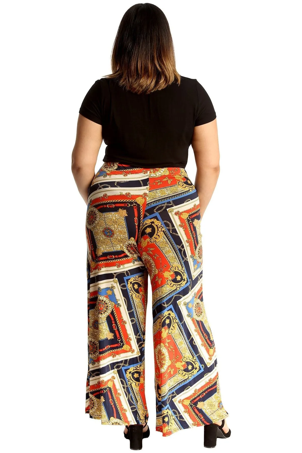 Plus Size Baroque Paisley Print Palazzo Trouser