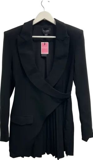 PrettyLittleThing Black Asymmetric Pleated Blazer Dress UK 10