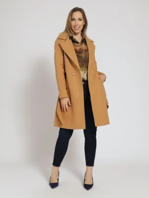 Quilted Belted Bouble Breasted Coat - Chocolate