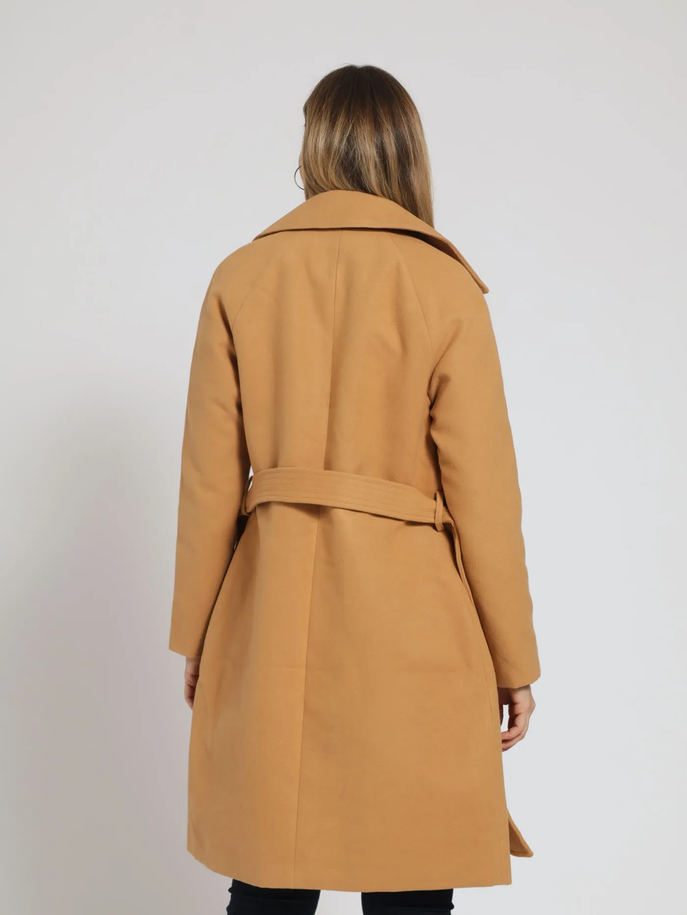 Quilted Belted Bouble Breasted Coat - Chocolate