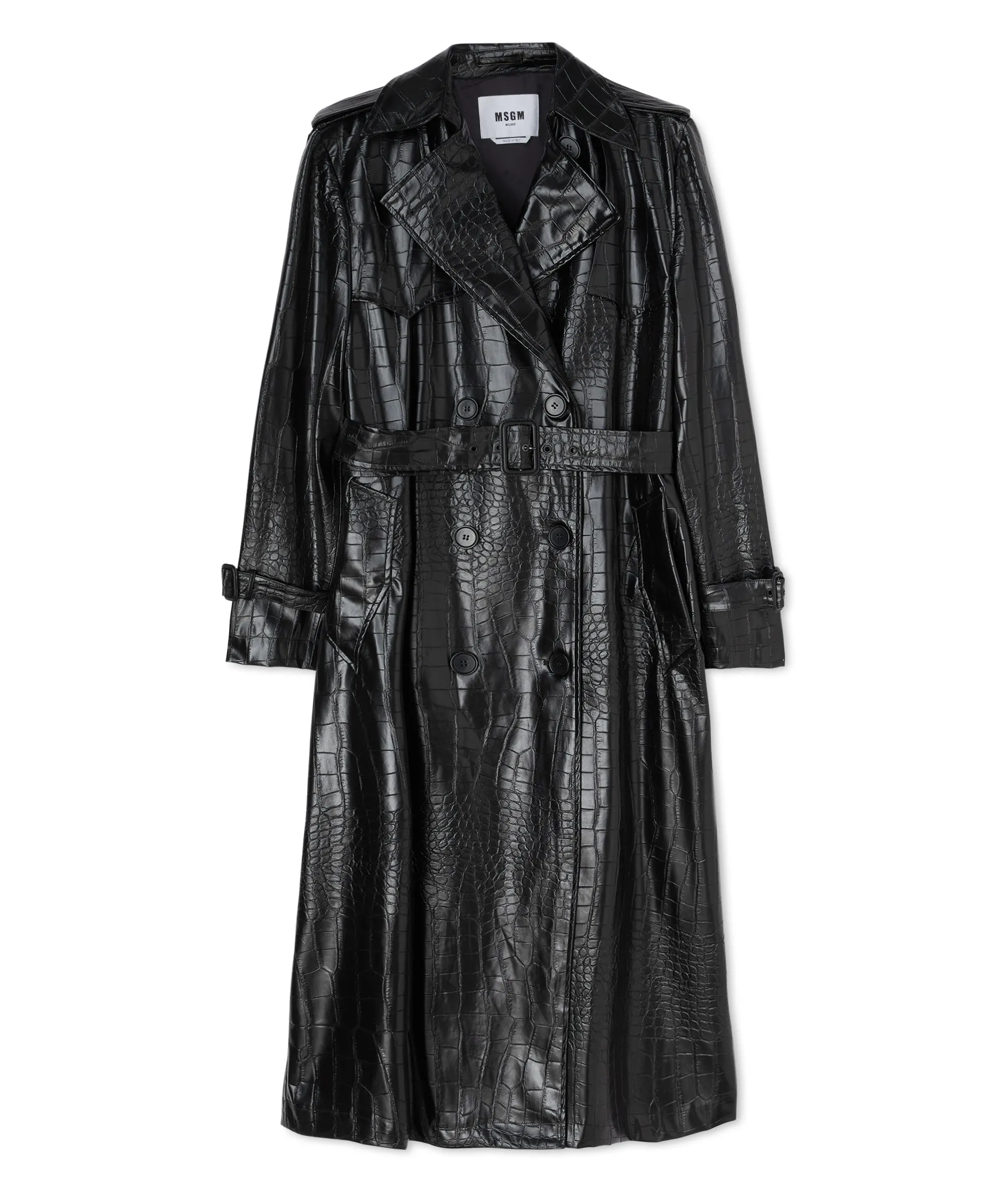 "Croco Faux Leather" fabric trench coat