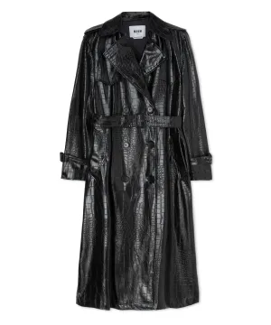 "Croco Faux Leather" fabric trench coat