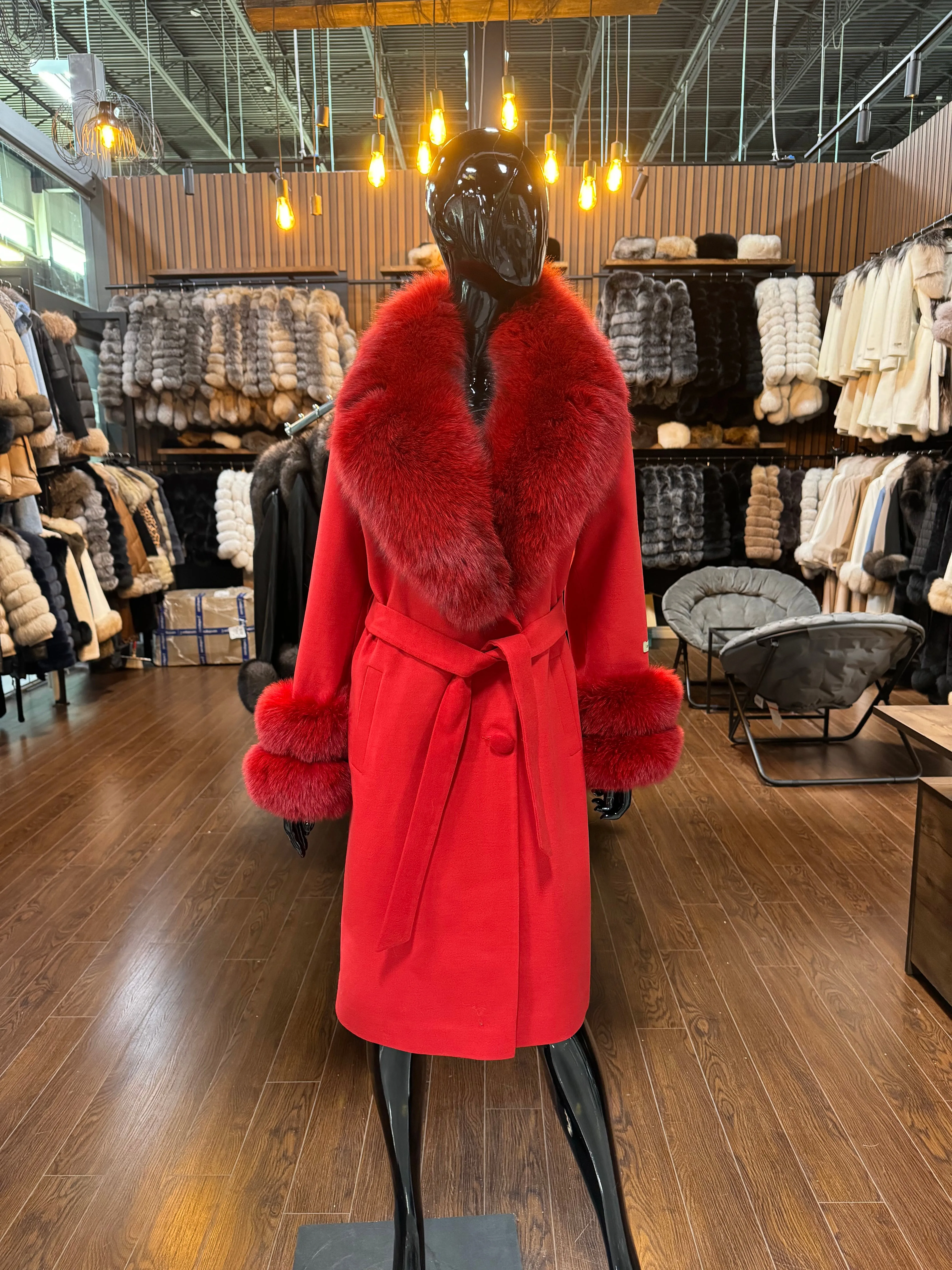 Red Fox Fur and Cashmere Fabric