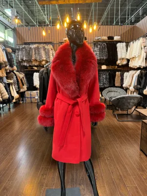 Red Fox Fur and Cashmere Fabric