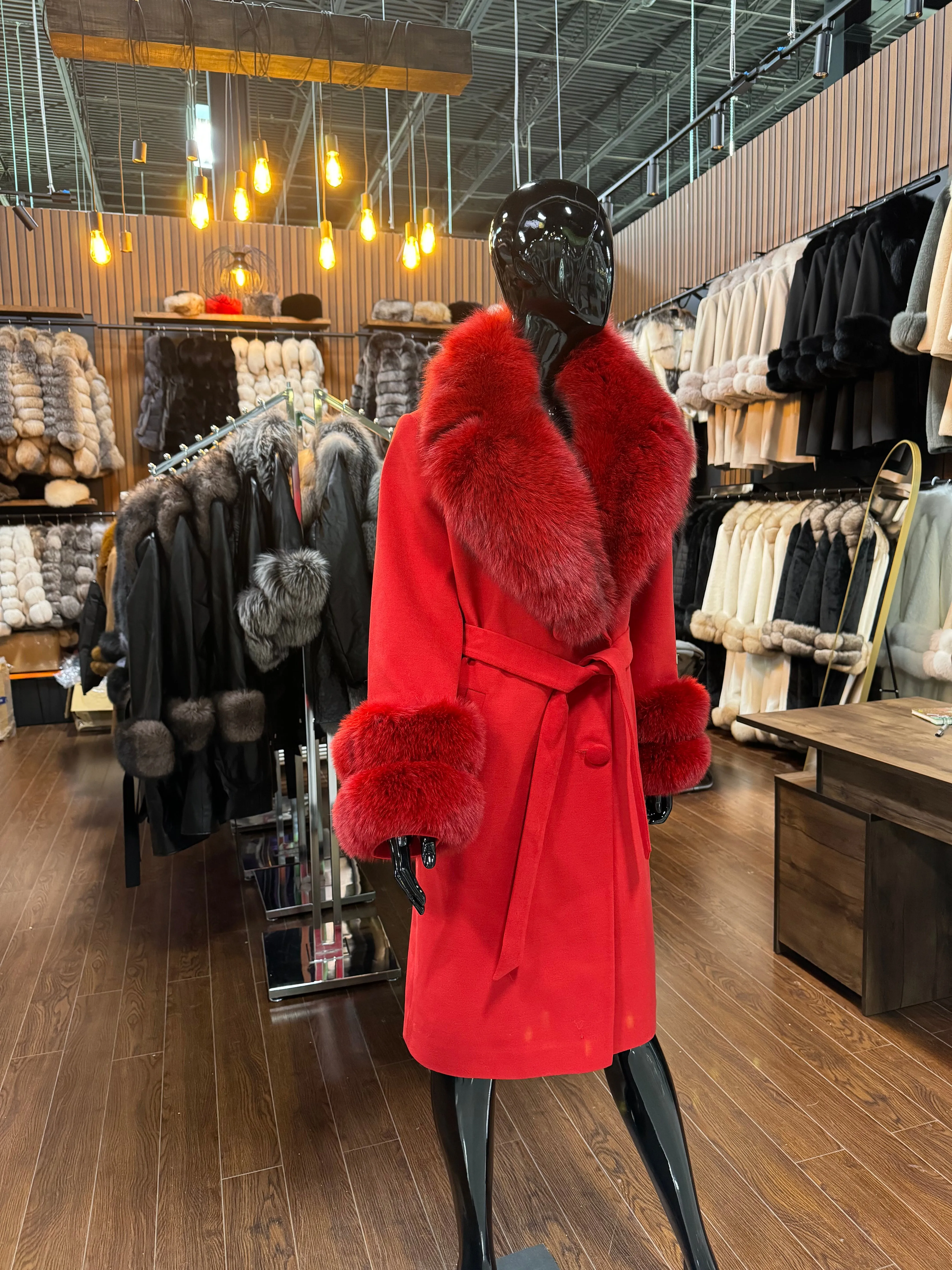 Red Fox Fur and Cashmere Fabric