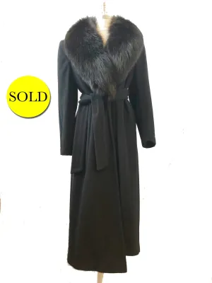 Regency Cashmere Wrap Coat W/Fox Trim Size 10 P
