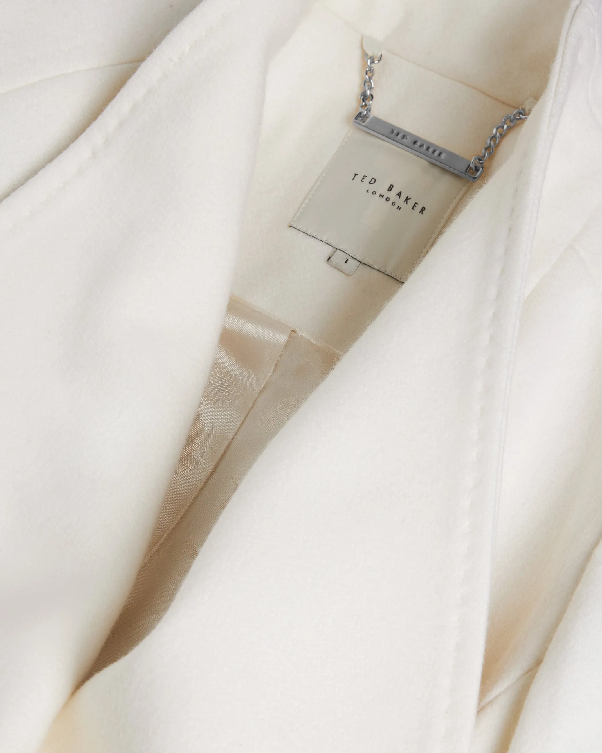 Rose Midi Length Belted Wool Wrap Coat Ivory