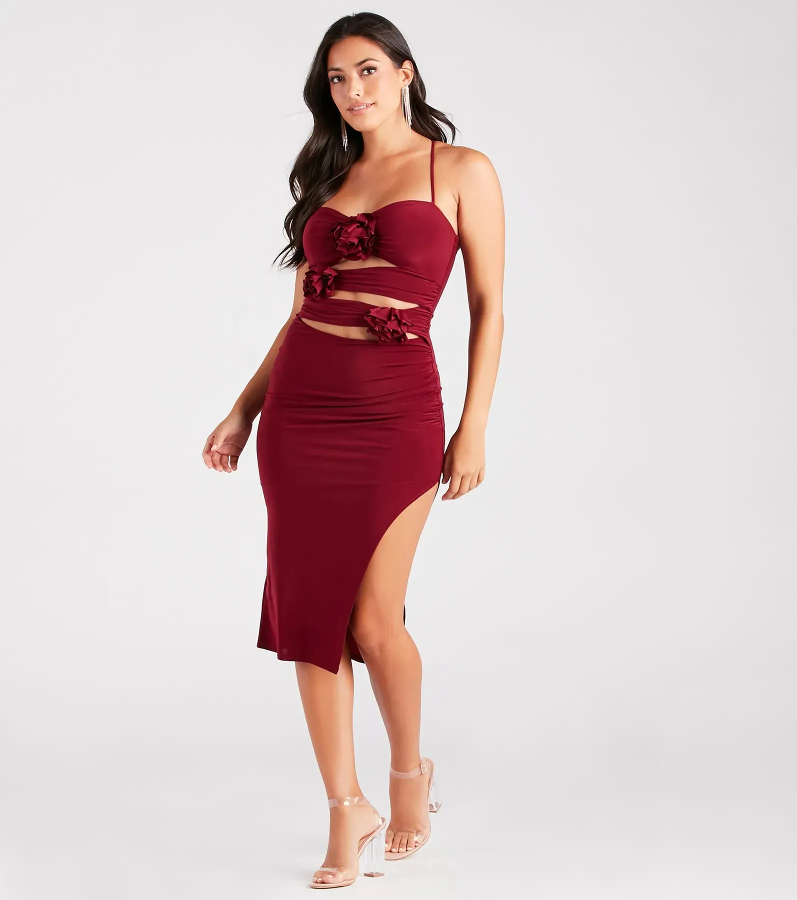 Rose So Sweet Halter Cutout Midi Dress