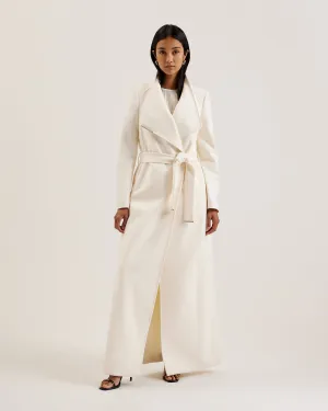 Rosemax Maxi Belted Wool Wrap Coat Ivory