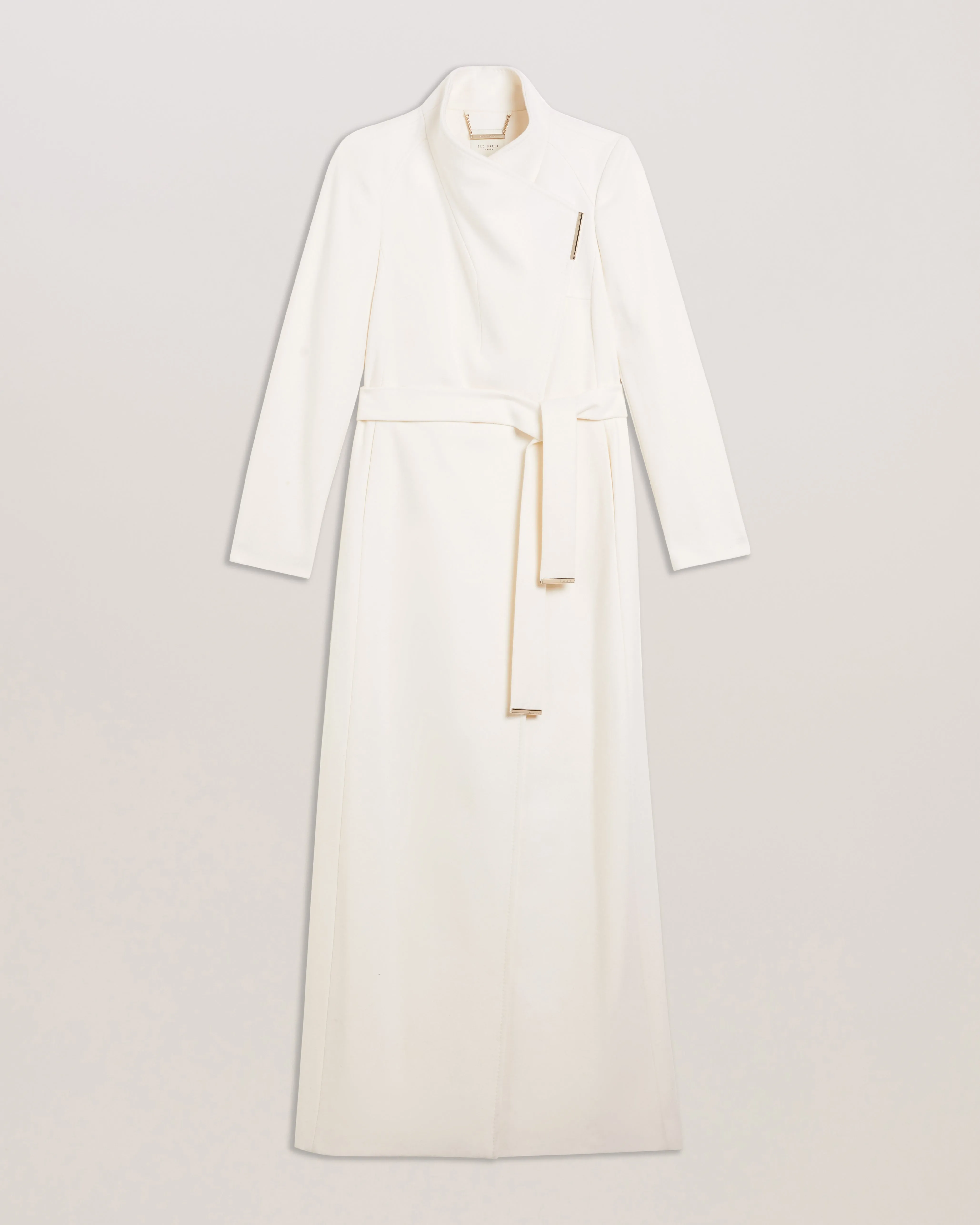 Rosemax Maxi Belted Wool Wrap Coat Ivory