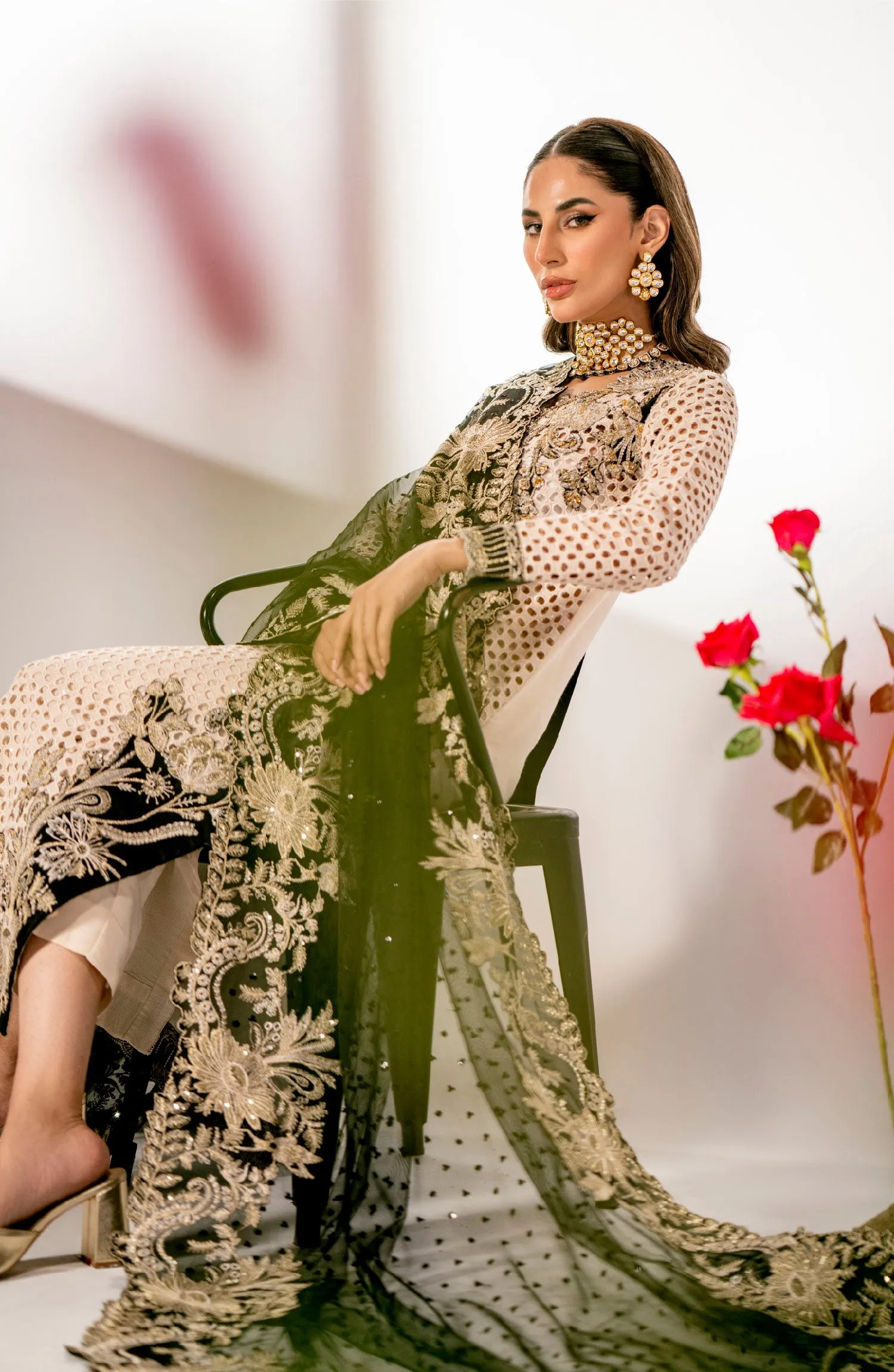 Royal Ivory Shade Pakistani Salwar Kameez Embroidered Party Wear