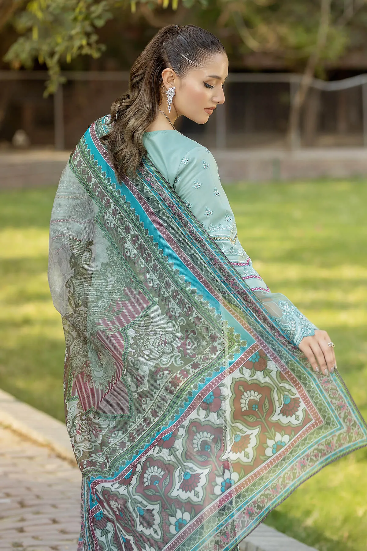 Royal Mint Green Embroidered Pakistani Salwar Kameez Dupatta Suit