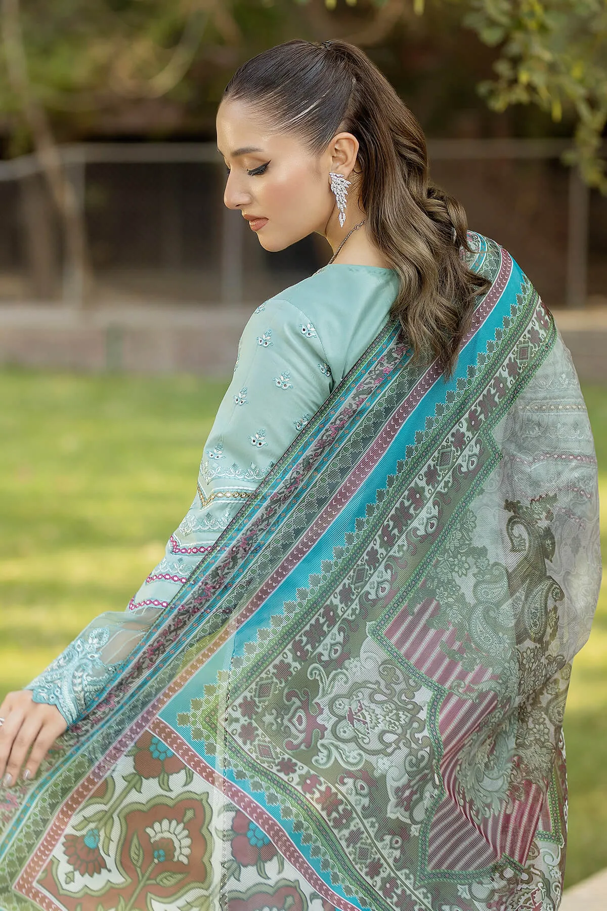 Royal Mint Green Embroidered Pakistani Salwar Kameez Dupatta Suit