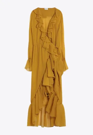 Ruffled Silk Midi Dress