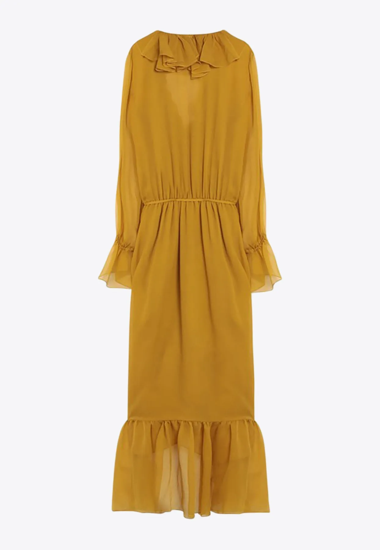 Ruffled Silk Midi Dress