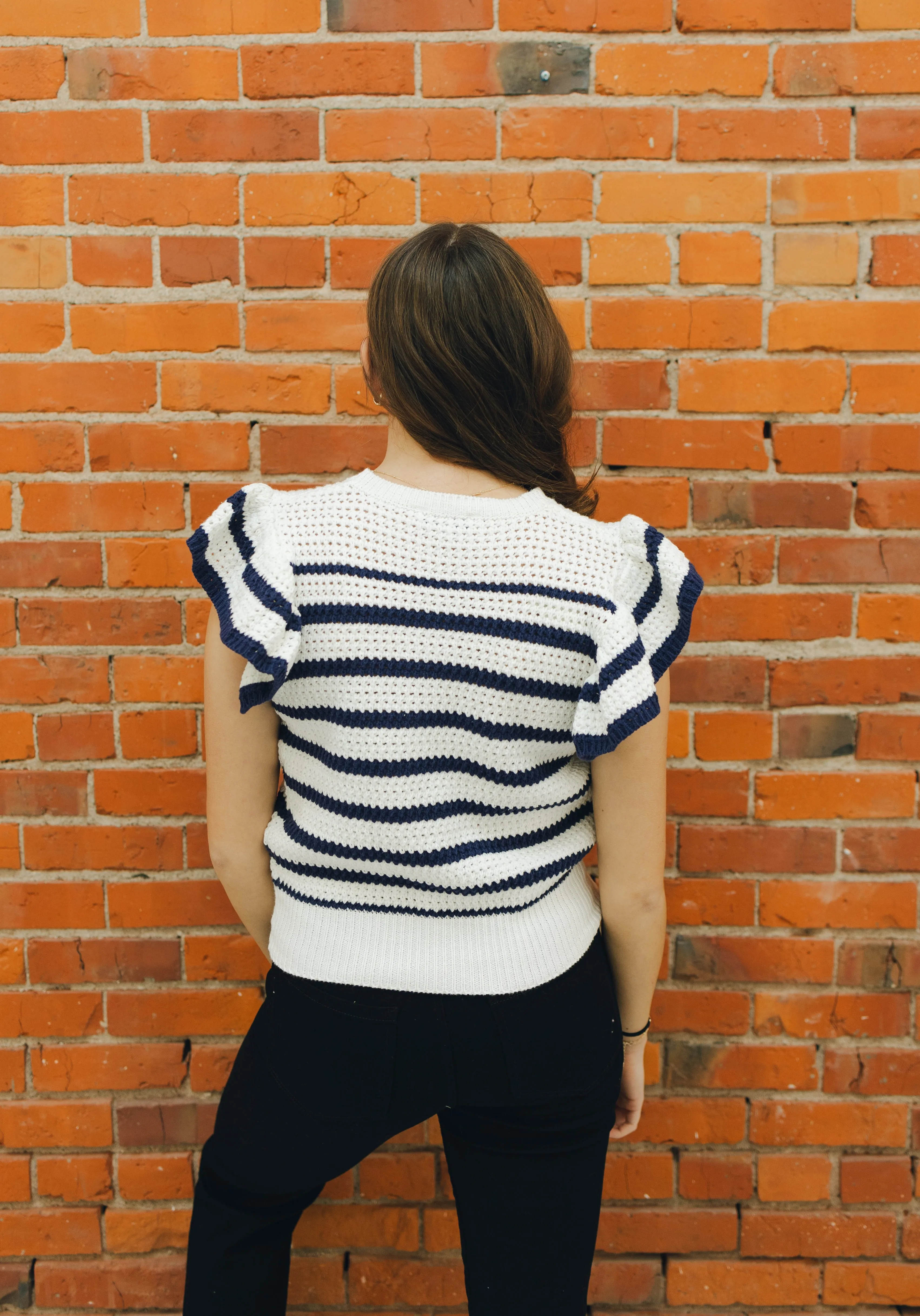 Ruffled Sleeve Crochet Top
