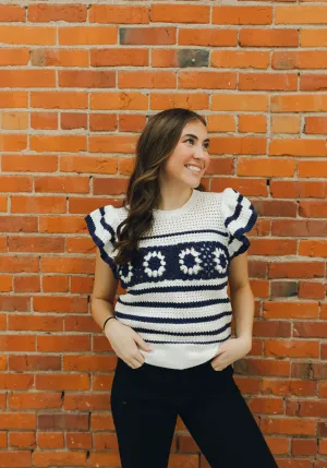 Ruffled Sleeve Crochet Top