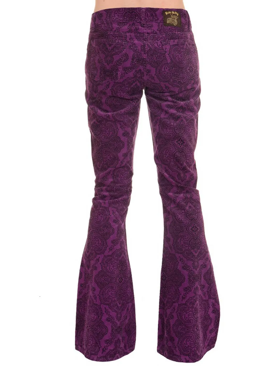 Run & Fly Mens Hendrix Corduroy 70's Flared Trousers Purple
