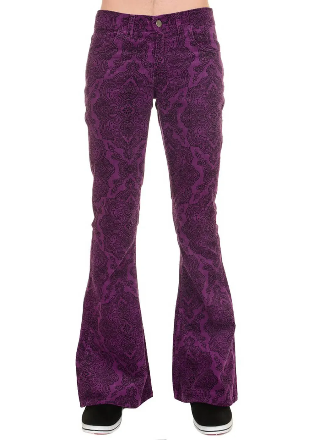Run & Fly Mens Hendrix Corduroy 70's Flared Trousers Purple