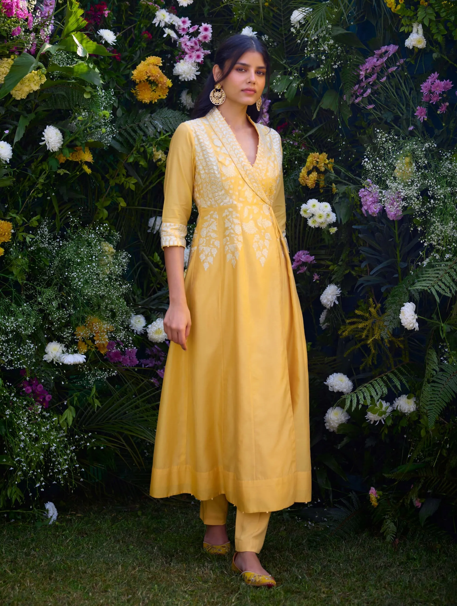 Saffron angrakha kurta and pants