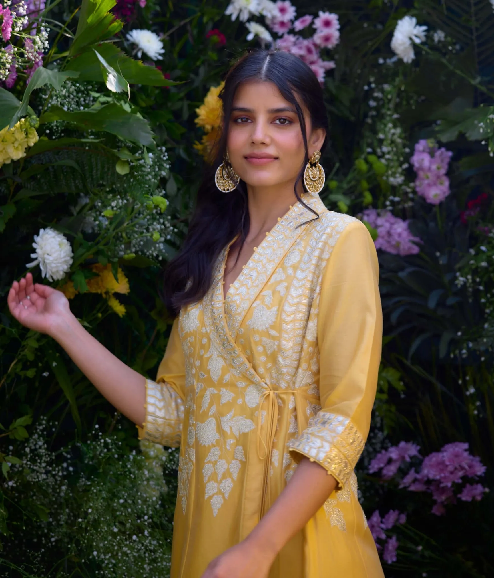 Saffron angrakha kurta and pants