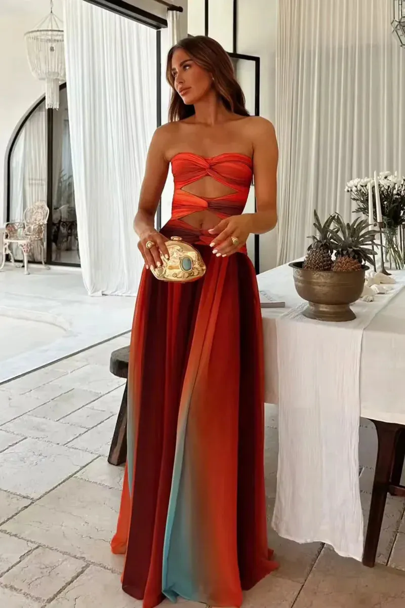 Sardinia Mesh Maxi Dress | Twist Cutout